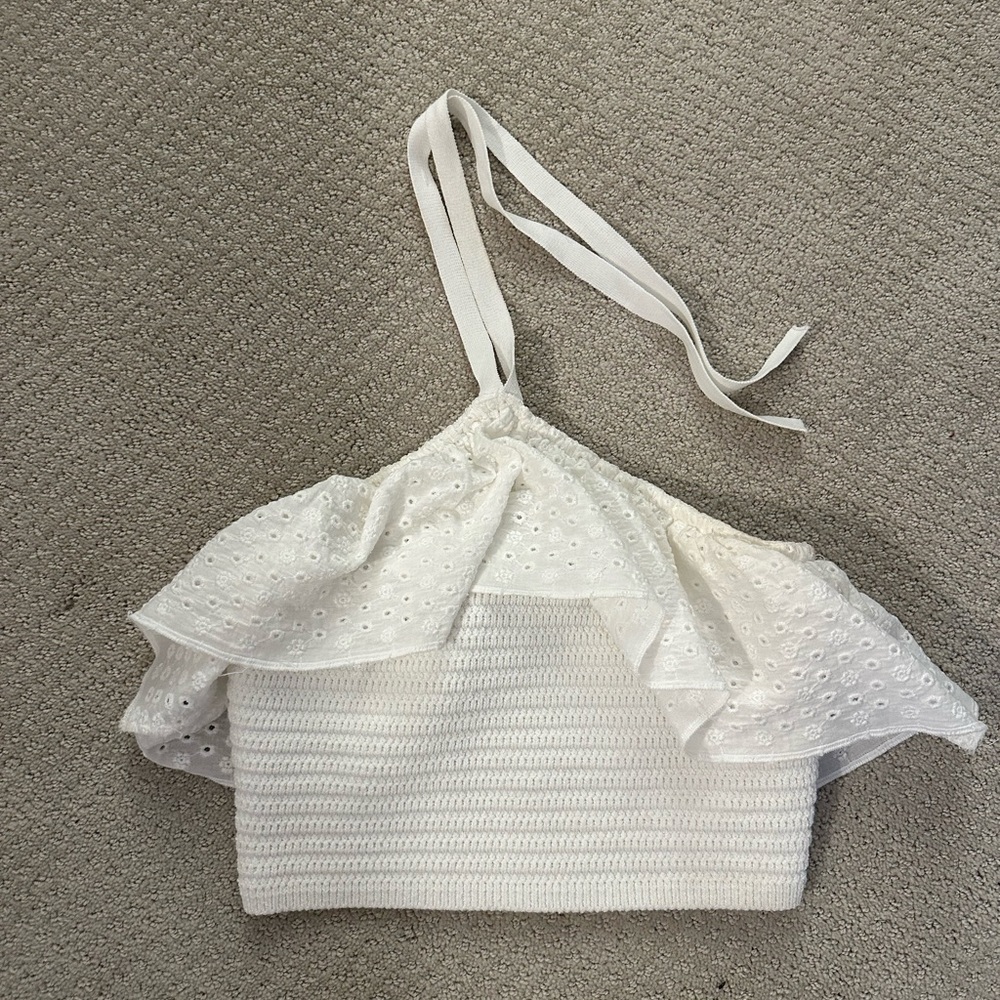 Zara white eyelet top